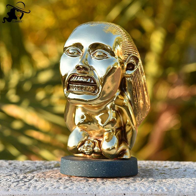 LISHU Indiana Jones Idol Golden Fertility รูปปั้นเรซิ่น Fertility Idol ประติมากรรมพร้อม Eye Scale Ra