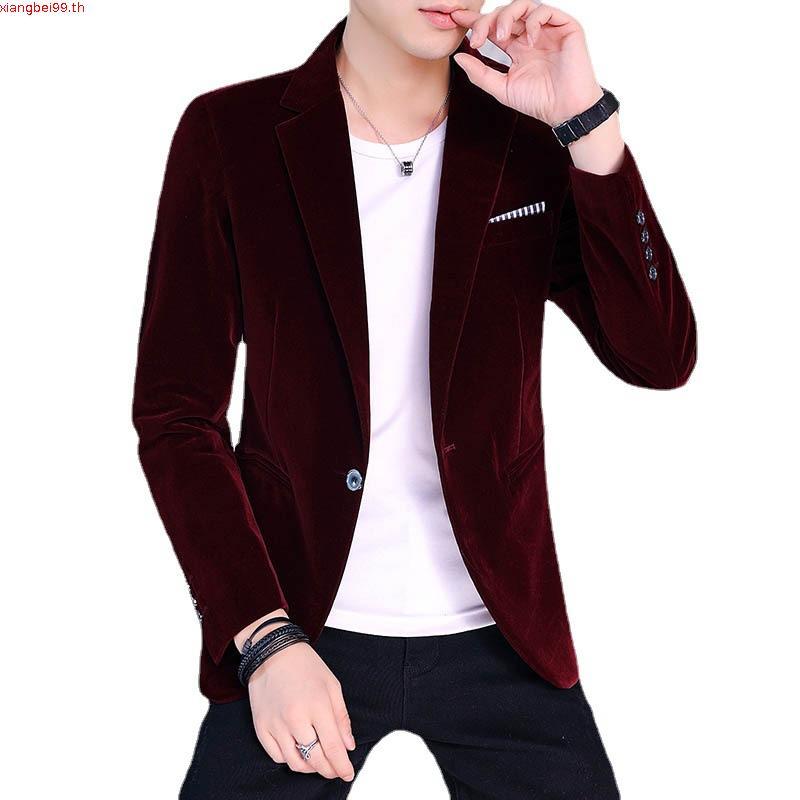Cozy Up Veet Suit Blazer for Men Fashion Casual Jacket Suit Men Singer เครื่องแต่งกาย m Fit สีดําสีแ