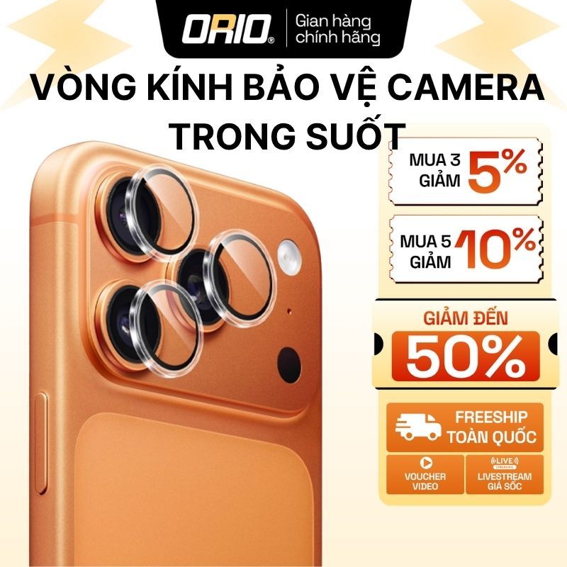 แหวนนิรภัยคอมโบเพื่อปกป้องกล้อง iPhone ORIO โปร่งใส AR+AF ป้องกันแสงสะท้อน, ป้องกันการชนกันและรอยขีด