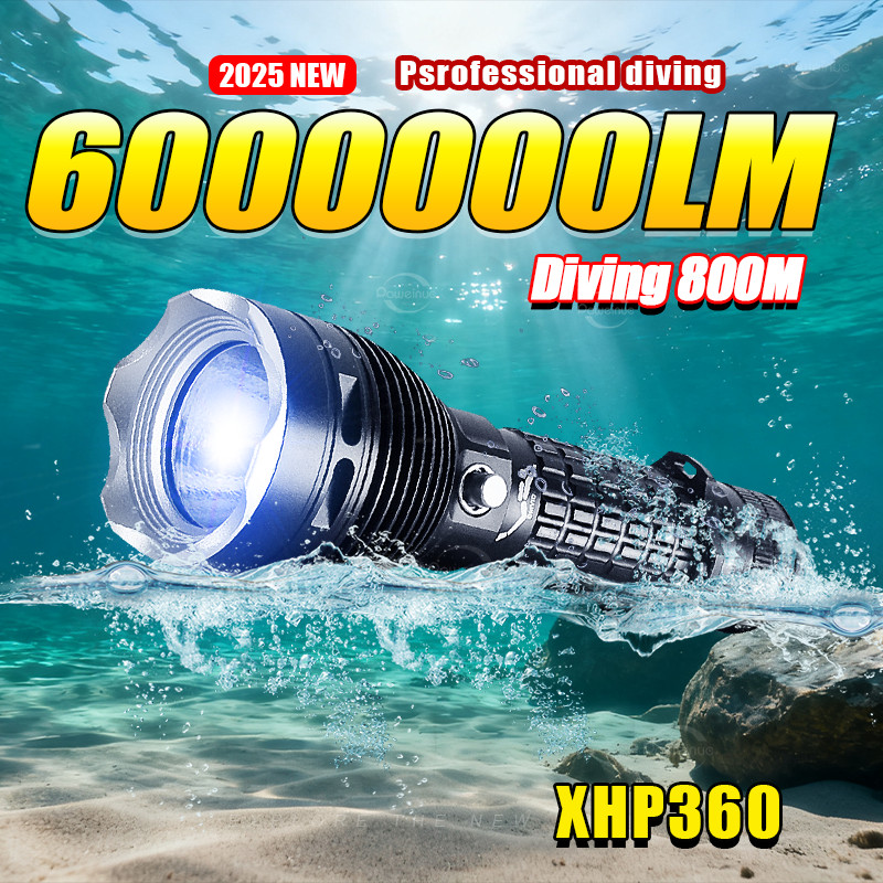 XHP360 Professional ไฟฉายดําน้ํา High Power ไฟฉาย Led IPX8 ไฟดําน้ําใต้น้ําดําน้ํากันน้ํา Ligh