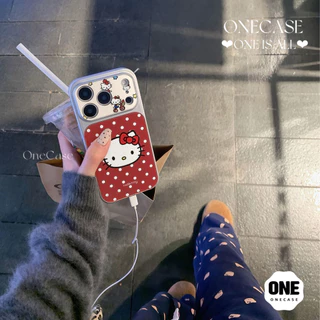 เคสไอโฟนพื้นสีแดงลายจุดขาวคลาสสิก วัสดุลายหนัง หุ้มรอบกันกระแทก สำหรับiPhone 16 12 14 Plus 13 Pro 17 Pro Max 11 15 Air