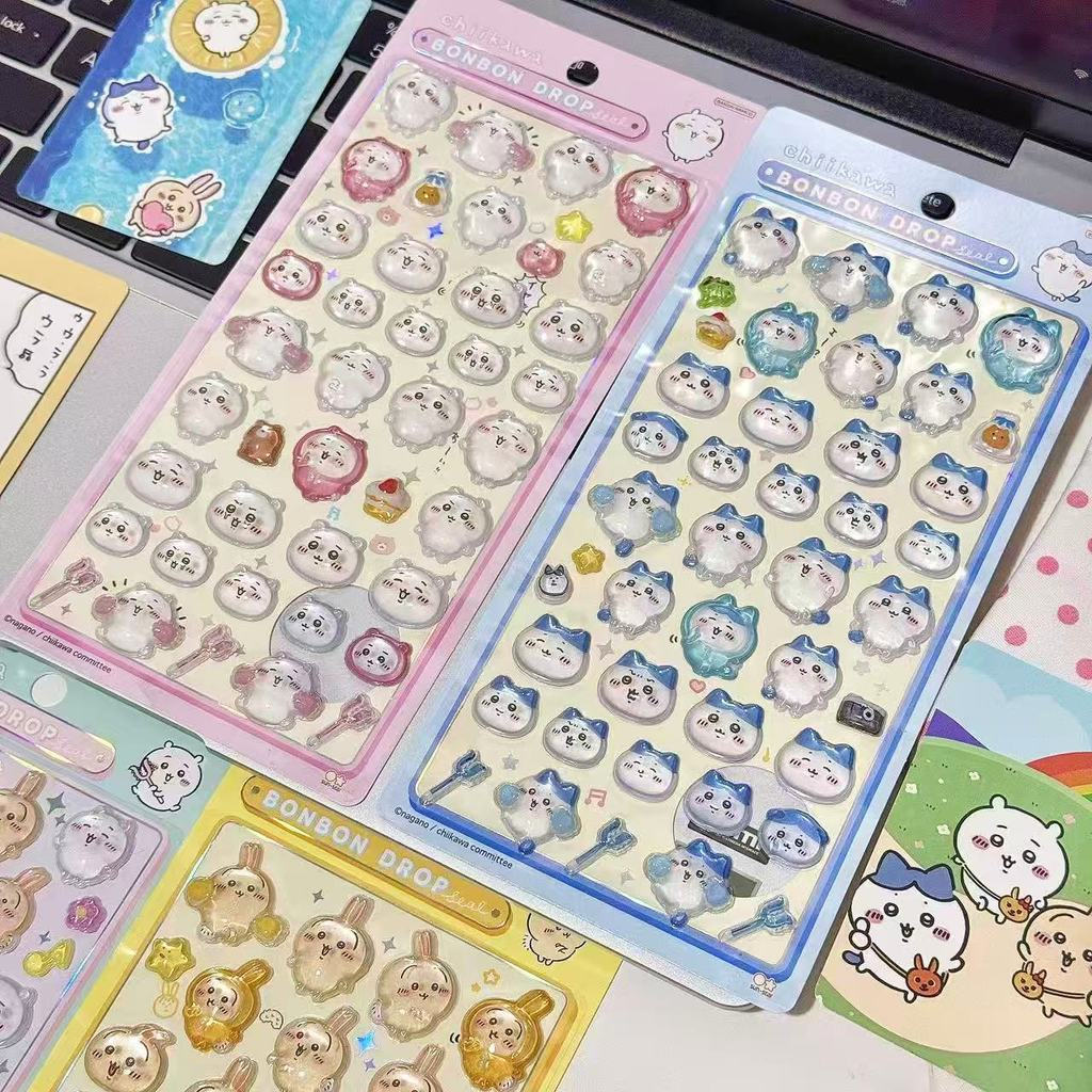 การ์ตูน Chiikawa3D สติกเกอร์เล็บนูน DIY เคสโทรศัพท์สติกเกอร์สาวน่ารักวางแผนวัสดุตกแต่งสติกเกอร์