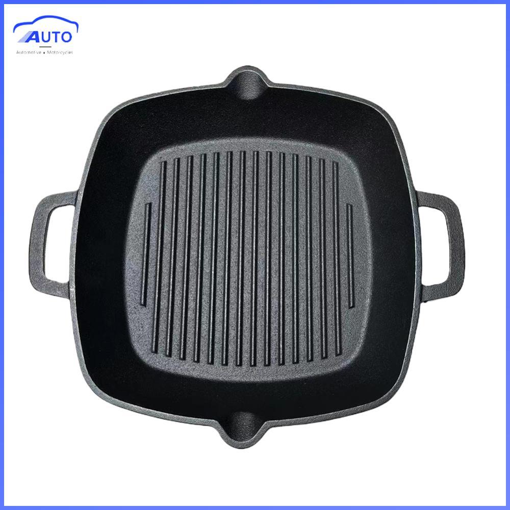 ❤ Itechcool 10.2in กระทะย่างเหล็ก Griddle Pan พร้อม Pour Spout Pancake Griddle สําหรับเตาด้านบนสําหร