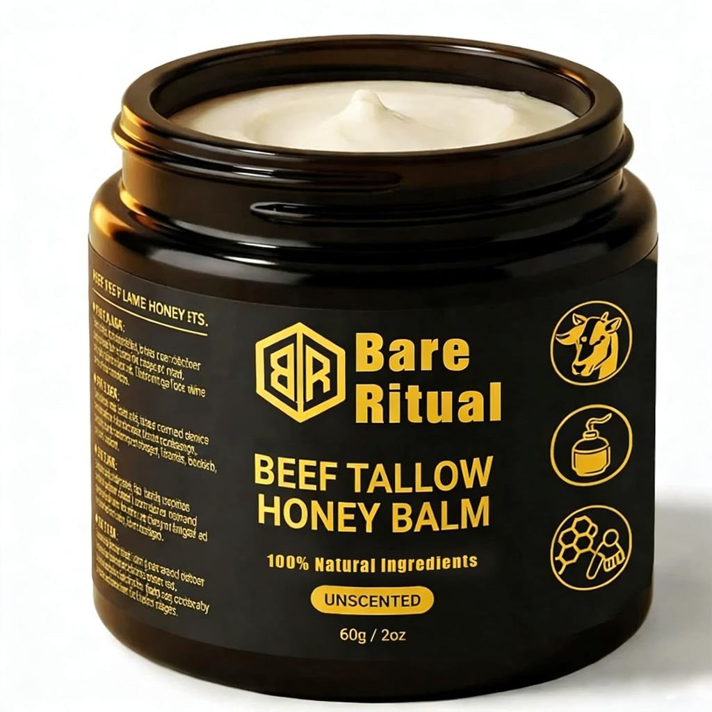 Tallow Honey Balm for Skin & Face, Grass-Fed Vintage Tallow Moisturizer Cream with O Oil, Deep Nouri