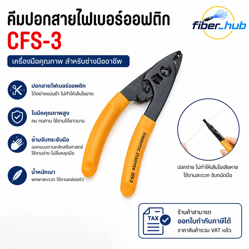 คีมปอก สายไฟเบอร์ คีมปอกสาย fiber รุ่น CFS-3 Fiber Stripper stainless