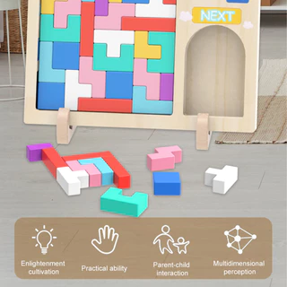 BABY ของเล่นตัวต่อไม้ Tetris บล็อกไม้ จิ๊กซอว์ เกมสมดุล เสริมพัฒนาการเด็ก เล่นได้หลายแบบ