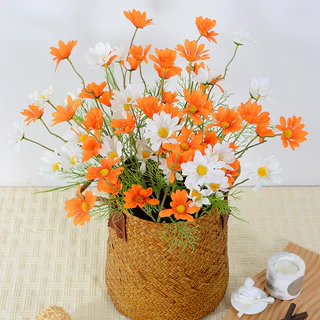 CORNER 3ชิ้น ตกแต่งห้อง ดอกเดซี่ DIY ช่อดอกเดซี่แห้งปลอม ดอกไม้ประดิษฐ์ ดอกไม้ประดิษฐ์
