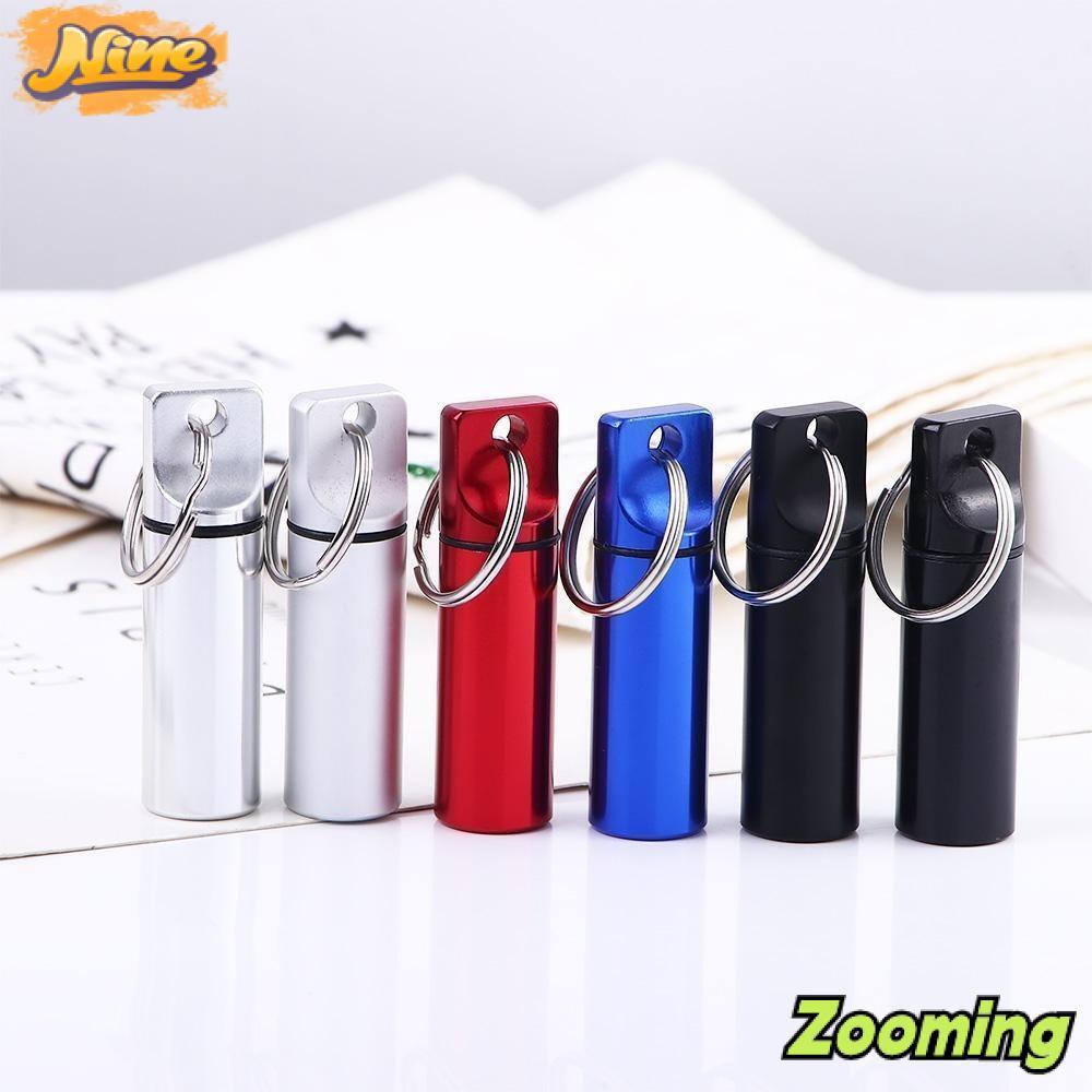 ZOOMING ที่เก็บยา, ยาขวดอลูมิเนียมซีล, กล่องเก็บกันน้ําแบบพกพา ขวดยากลางแจ้ง