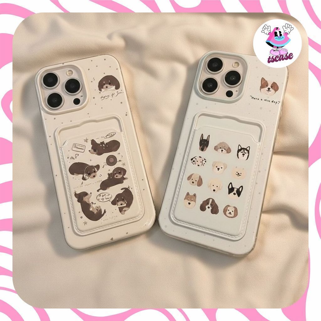 PRINTING CLEAR CARD CASE CUTE DOG สําหรับ samsung a36 a56 a16 m20 m31 m30s m21 a01 a02 j7 prime a03s