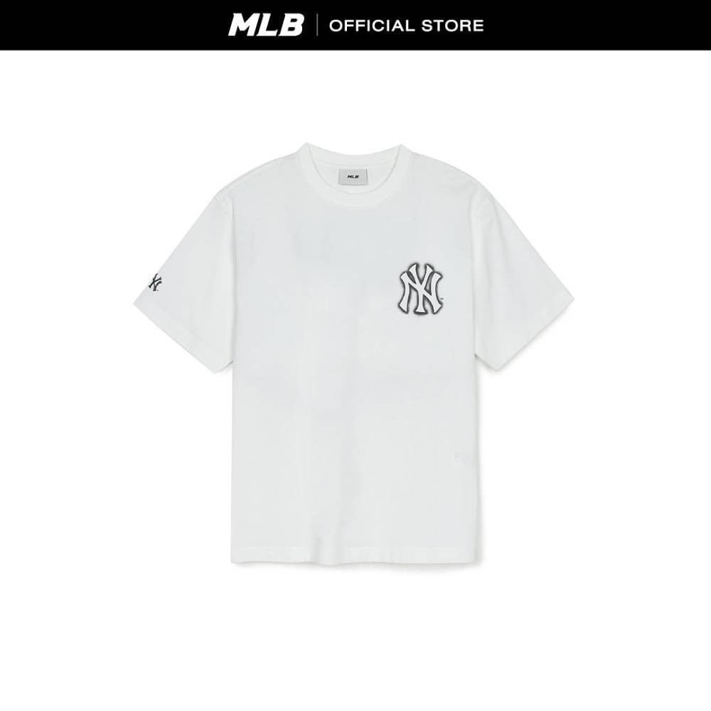 MLB เสื้อยืด ยูนิเซ็กส์ Basic Mega Logo Oversized-Fit T-Shirt รุ่น 3ATSB0353 50WHS สีขาว