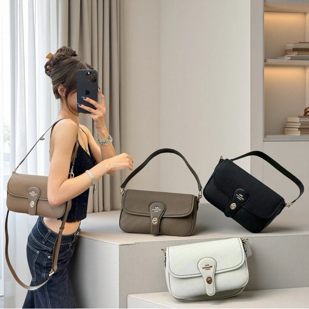 [Wan Production Fierce Goods] Coach Bag Female Coach Hadley Hadley Baguette Underarm Bag Crossbody C