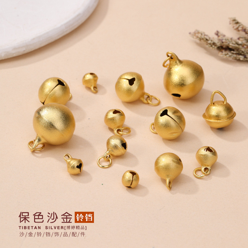 สี Retention Sand Gold Bell ประณีตสไตล์ใหม่สี Retention วิธีโบราณ Bell จี้อุปกรณ์เสริมสร้อยคอจี้ BR2