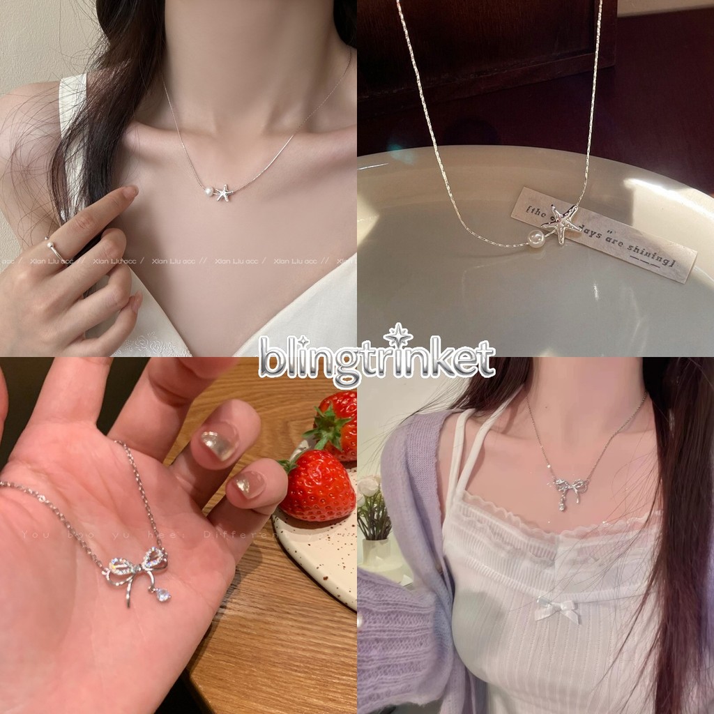 BlingTrinket 💯💯ดาว ไข่มุก/โค้งคำนับ สร้อยคอ สไตล์หวานๆ เครื่องประดับ สไตล์เกาหลี อเนกประสงค์ ราคาไม่แพง ส่งไวจากไทย