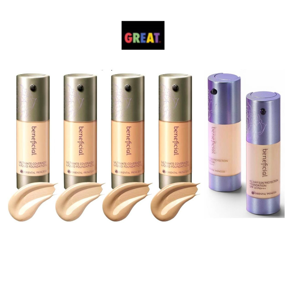 Oriental Princess Beneficial Ultimate Coverage Liquid และ All Day Sun ProtectionFoundation รองพื้นเพื่อปกปิดริ้วรอยลึก