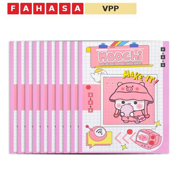 ชุดสมุดโน๊ตนักเรียน Moochi 6 ชิ้น - 4 ถ้วยสี่เหลี่ยม - 96 หน้า 120gsm - The Sun - หมูสีชมพู