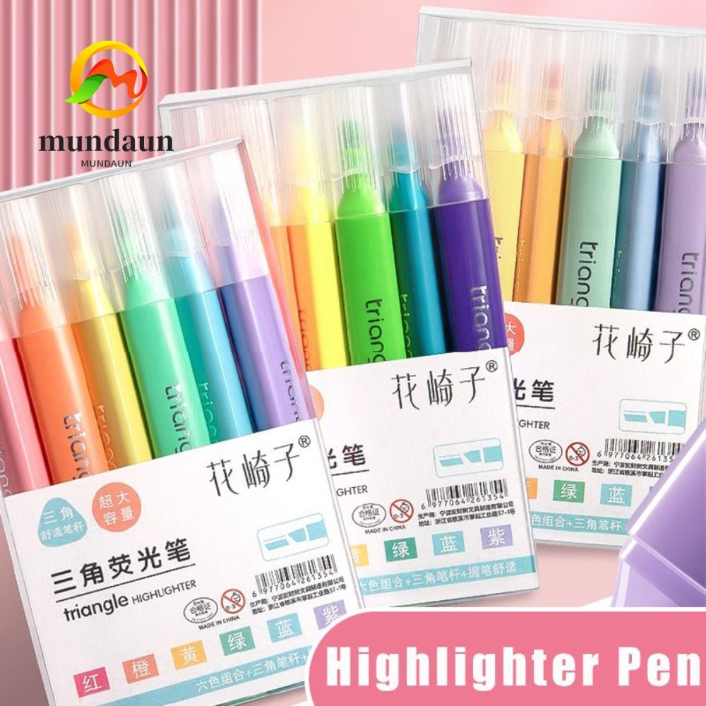 MUNDAUN ปากกาเน้นข้อความ, ปากกามาร์กเกอร์กราฟฟิตีภาพวาดป้องกันดวงตา, คุณภาพสูง|สีสามเหลี่ยม Penholder ความจุขนาดใหญ่ DIY สมุดปากกา Back To School