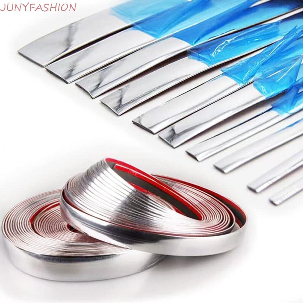 JUNYFASHION รถ Chrome Trim Strip 3M ภายนอก Trim ประตูหน้าต่างกันชนรถจัดแต่งทรงผม PVC อุปกรณ์เสริมอัต