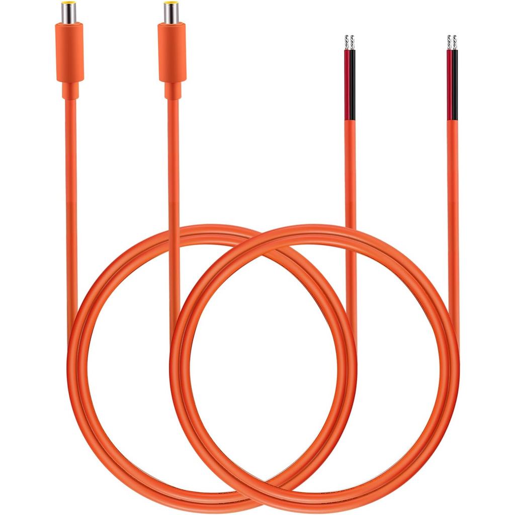 Tonton 2-Pack 16AWG DC7909 Power Pigtails Cable - 1M 3.3FT, ทองแดงบริสุทธิ์, สีส้ม - 12V DC 8mm Male
