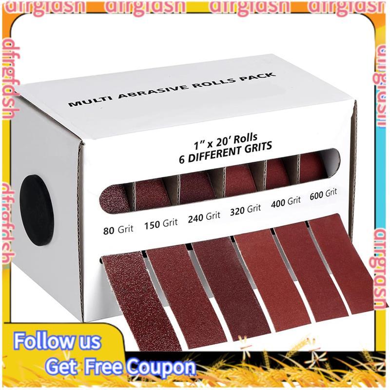 D&FSand Paper Roll 1" X 19.7 6 Grree กระดาษทราย Set- ประกอบด้วย Dispenser& 80, 150, 240, 320, 400, 6