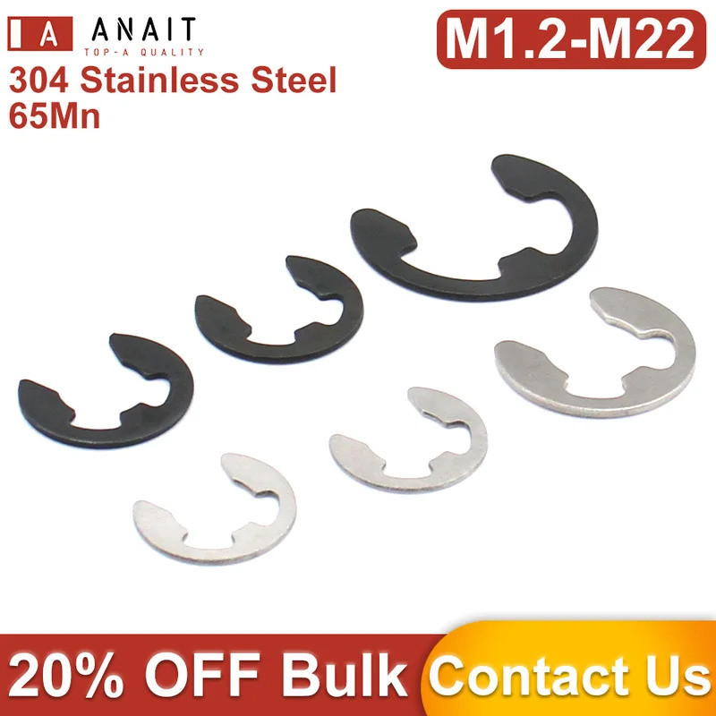 M1.2 M1.5 M2 M2.5 M3 M3.5 M4 M5 M6 M7 M8-M22 304 Stainless Steel 65Mn Black GB896 E Ring Circlip Ret