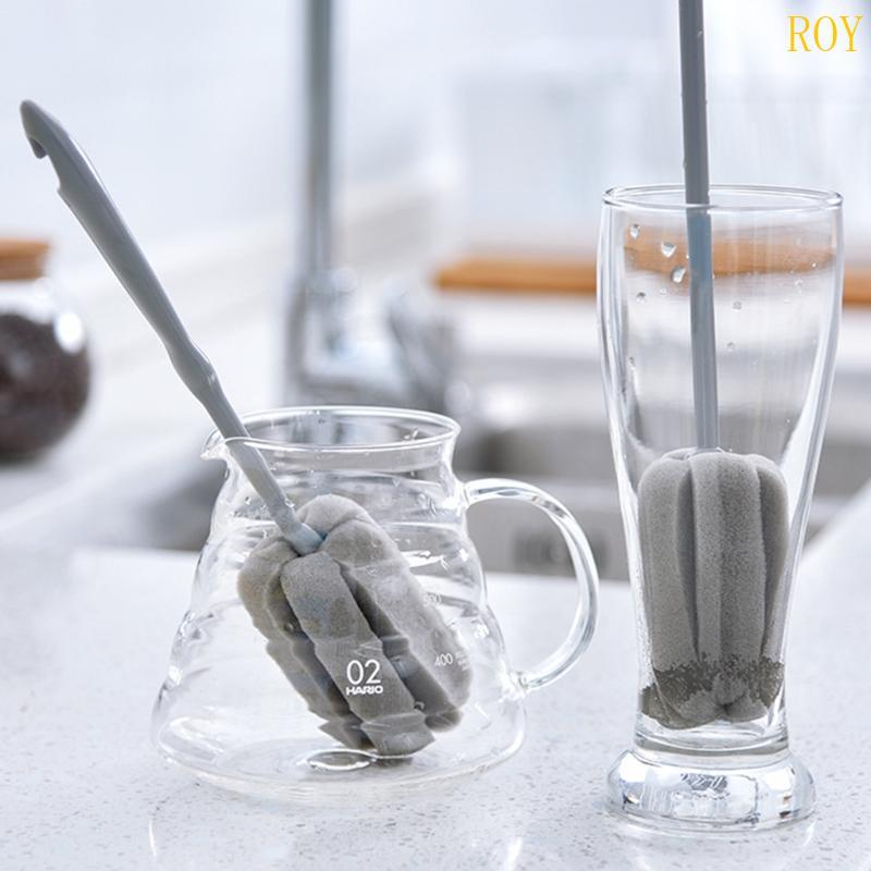 ROY ด้ามยาวขวดแปรงทําความสะอาดถ้วย Scrubber แปรงซักผ้าเปลี่ยนฟองน้ําแบบพกพาแปรงทําความสะอาด 2 ขนาด Ch