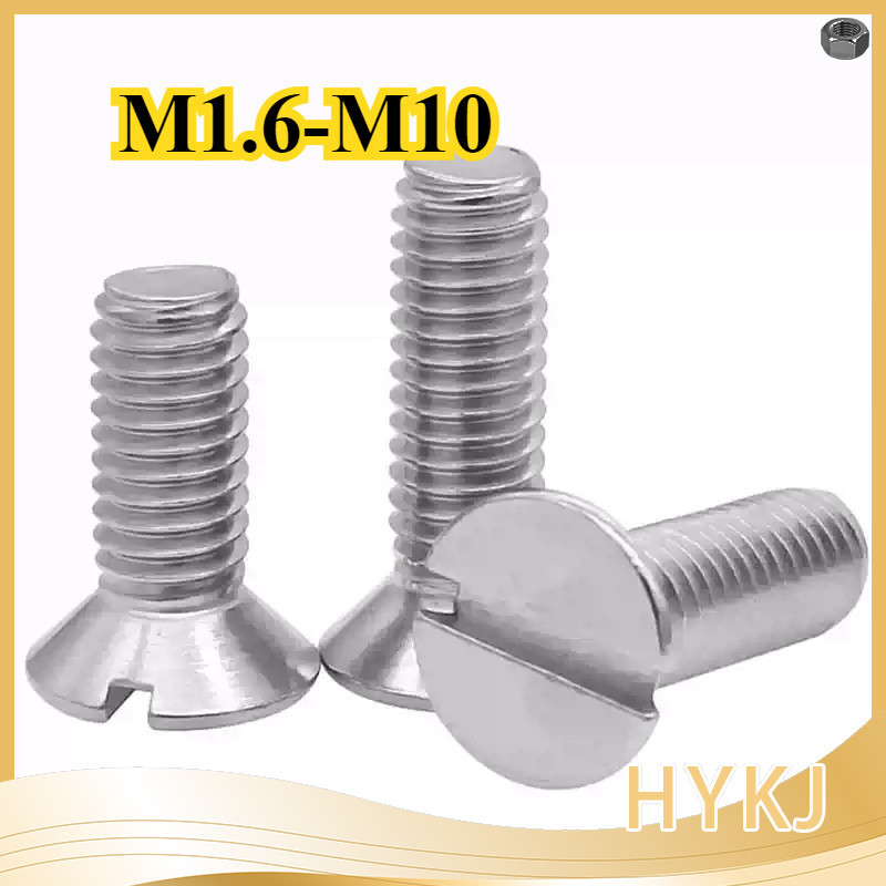 GB68 304 สแตนเลส one-word slot consunk หัวสกรู slotted แบนหัวสกรู M1.6M2M2.5M3M4M5M6M8M10DGhongyu