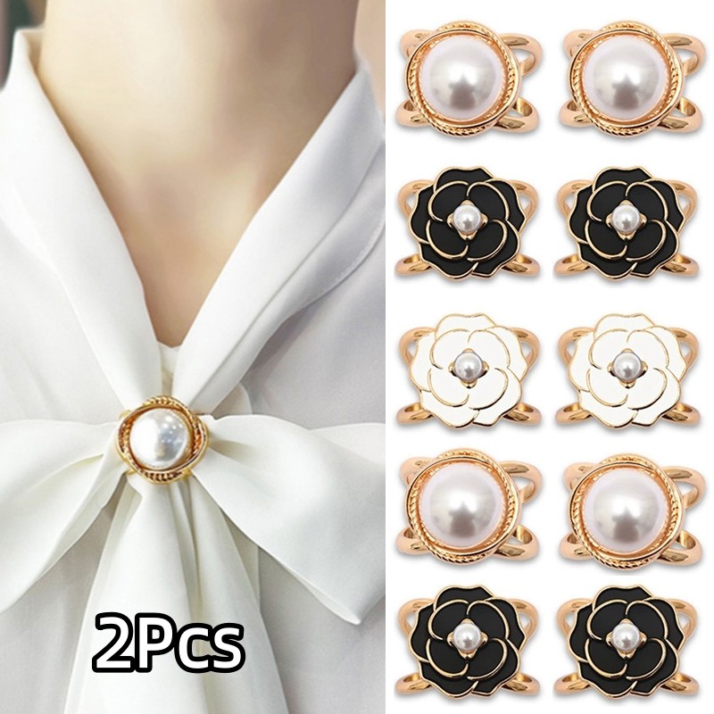 ผ้าพันคอดีไซน์หรูหรา มีลายCamelliaและไข่มุก เพื่อการใช้งานที่สะดวกและสวยงาม
