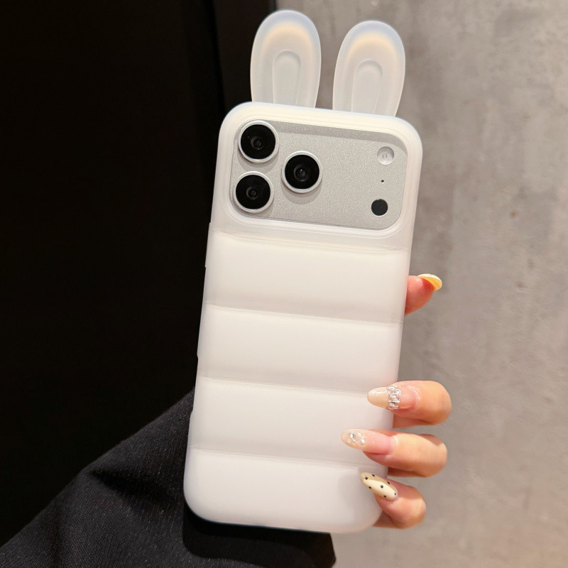 สีทึบเรียบง่าย 3D กระต่ายหู TPU เคสโทรศัพท์สําหรับ iPhone 17 16 15 14 13 Pro Max ปลอก Anti fall ฝาครอบป้องกัน ราคา ถูกที่สุด ดีลบีเคเค แกลเลอรีภาพที่ 5