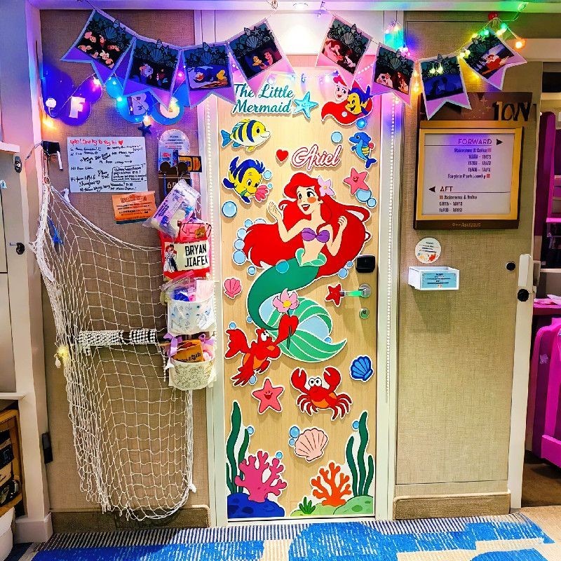Disney Disney Cruise Wheel Magnetic Iron Door Stickers Princess Elsa ตกแต่งเล่นการ์ตูน Disney Birthday Scene Layout