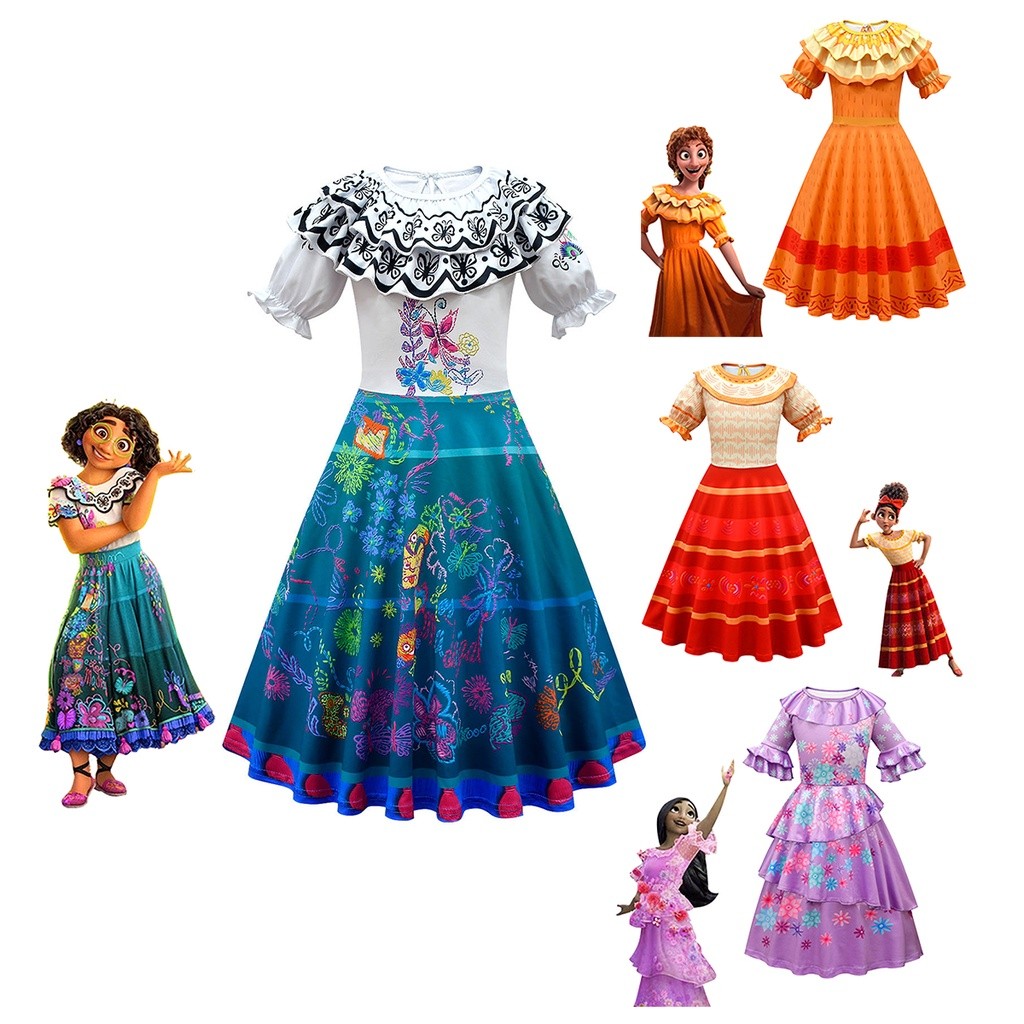 SB8 สาวชุด Encanto Isabella Mirabel Charm เครื่องแต่งกายสาวเจ้าหญิงชุดเด็ก Isabela ชุดปาร์ตี้เด็ก