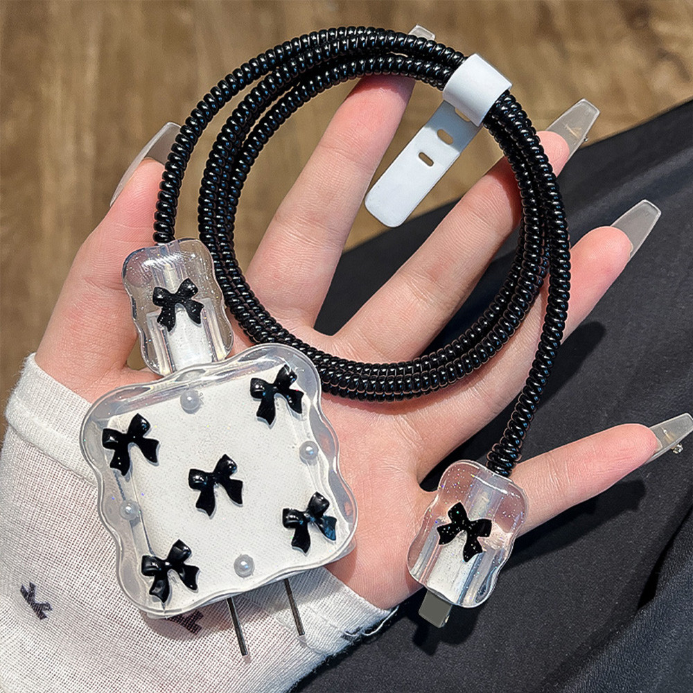 ชุดถนอมสายชาร์สำหรับ ไอโฟน ชุดเเต่งสาย สำหรับ สายชาร์จ 20วัต เคสหัวชาร์จ Adapter 20w กันสายหัก ลายการ์ตูน