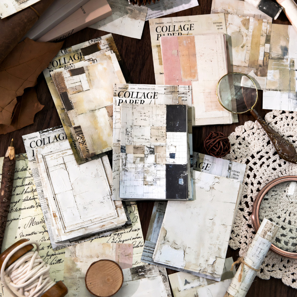 Journamm สมุดภาพวินเทจ 40 แผ่น Scrapbooking สําหรับ Journaling อุปกรณ์ตกแต่งหัตถกรรมกระดาษสําหรับ Junk Journs
