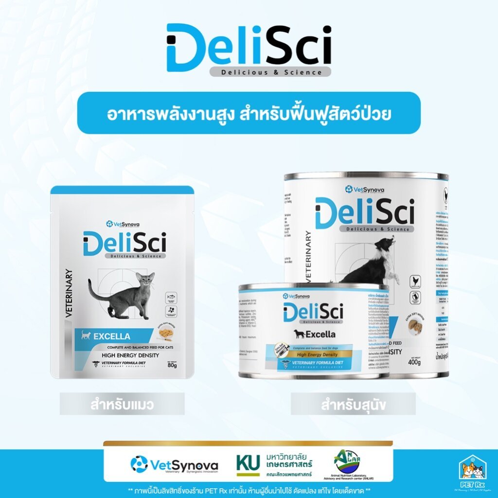 DeliSci : Excella [แท้💯] อาหารฟื้นฟูสําหรับสัตว์ป่วย ขาดสารอาหาร และพักฟื้นหลังการผ่าตัด ที่ต้องการพลังงานสูง (RECOVERY)