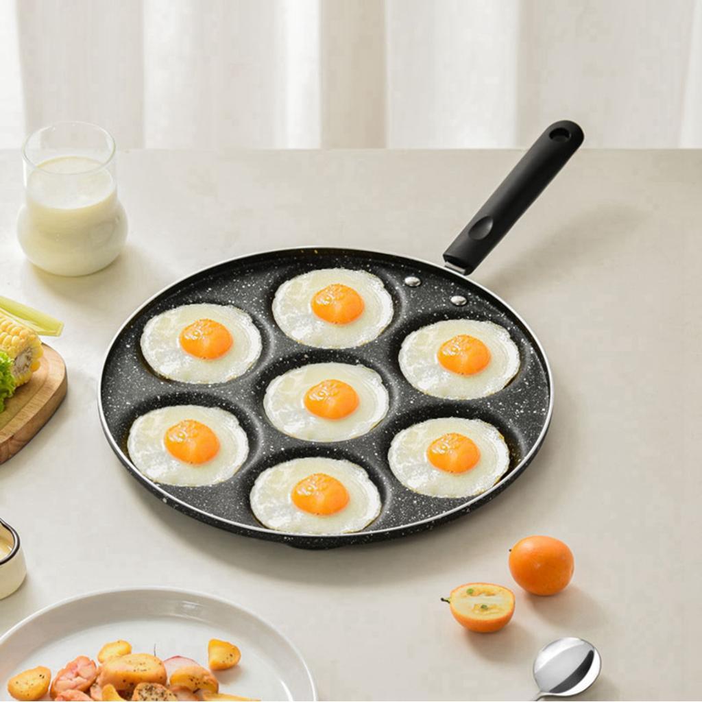 Onebuycart Yosoo123 กระทะ 7 หลุมไม่ติดไข่ทอดทําอาหาร Burger เครื่องครัวครัวในครัวเรือนสําหรับแพนเค้ก