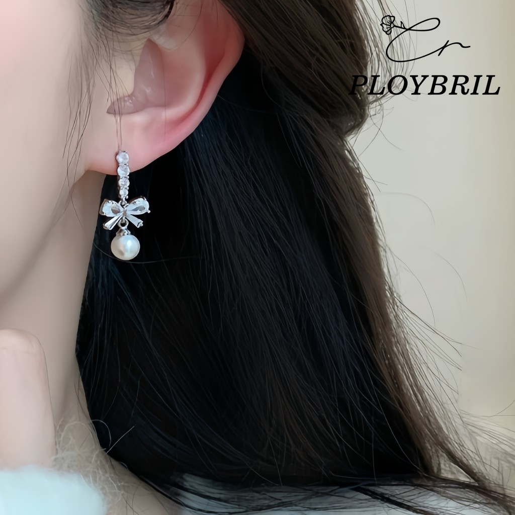 PLOYBRIL 💕พร้อมส่ง ต่างหูเงิน Smile girl ต่างหูมุก ต่างหูแฟชั่น ตุ้มหูผู้หญิง ต่างหูมุก ตุ้มหูเงิน E073