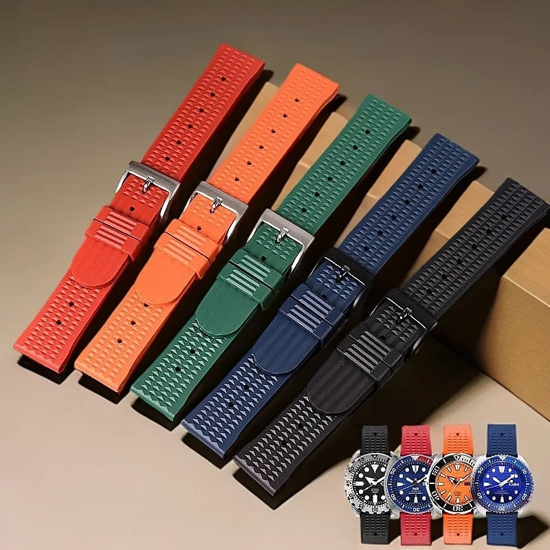 For Seiko No 5 Black Green Water Ghost SRPd63 SRPD53K1 abalone rubber watch strap citizen Rolex sili
