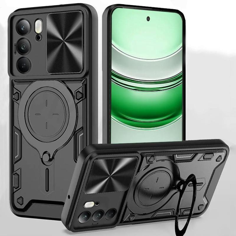 กันกระแทกหนักเคสโทรศัพท์พร้อมขาตั้งโลหะเหมาะสําหรับRealme C85 C75 C71 C67 C65 C63 C61 C55 C53 C51 เล