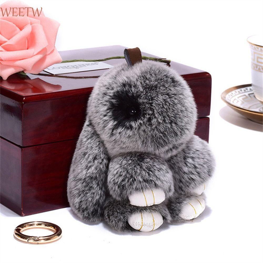 WEEKW Plush Bunny พวงกุญแจสําหรับผู้หญิงของเล่นเด็กแฟชั่นตุ๊กตาของเล่นจี้รถจี้กระเป๋ากระต่ายพวงกุญแจ