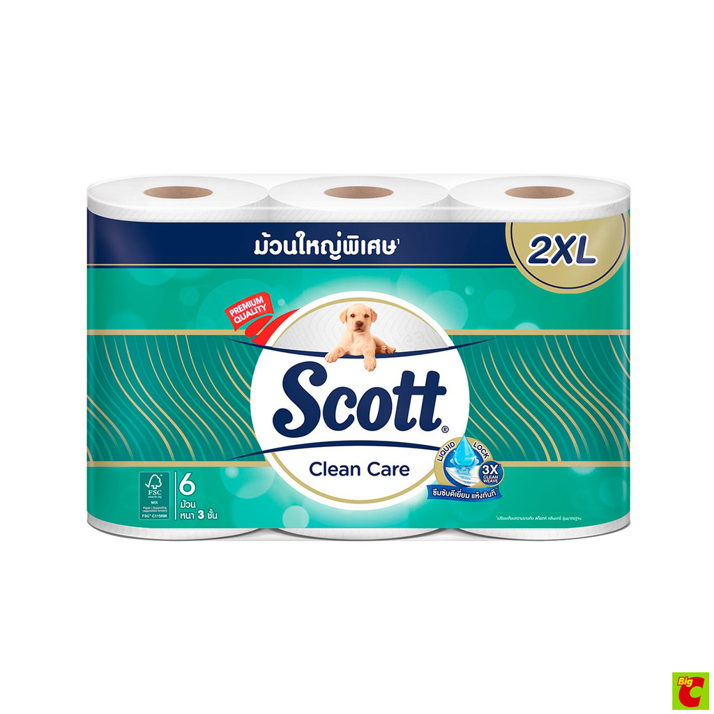 สก๊อตต์ คลีนแคร์ กระดาษชำระ ม้วนใหญ่พิเศษ 2XL แพ็ค 6