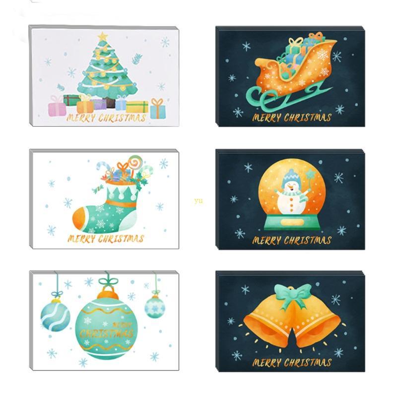 Yu 24 แพ็คสีน้ําการ์ดคริสต์มาสการ์ดอวยพรวันหยุดพร้อมซองจดหมาย Stikers Merry Christmas โปสการ์ด