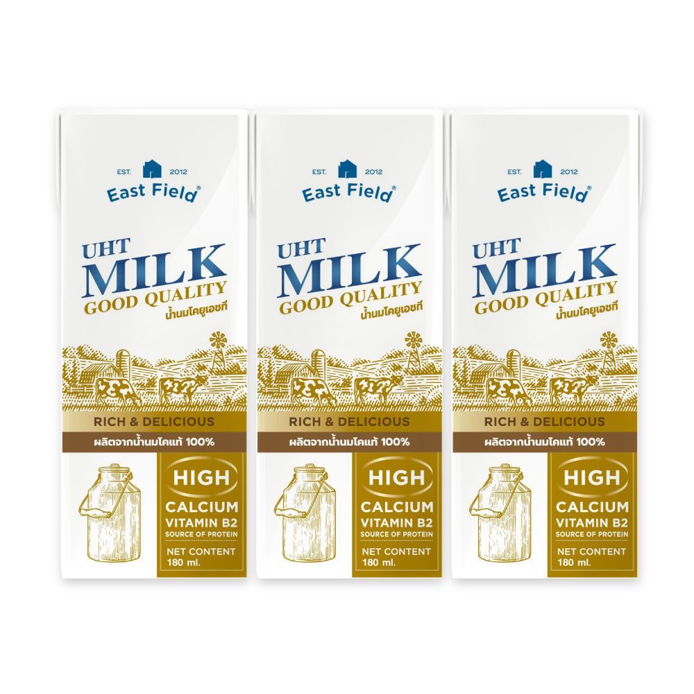 [สินค้าส่งด่วน] อีสฟิลด์ นมยูเอชที 180มล. แพ็ค 3 EAST FIELD UHT MILK 180ML. PACK 3