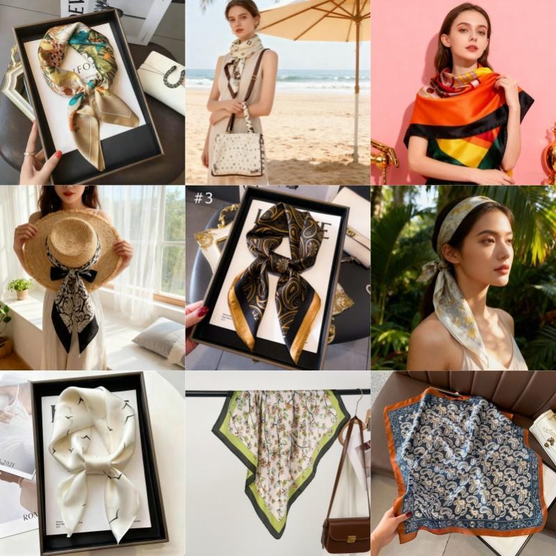 ผ้าคลุมไหล่ซาติน ขนาด ไหญ่70*70ซม (สินค้าพร้อมส่งที่ไทย) แฟชั่นผ้าพันคอสี่เหลี่ยมพิมพ์ลายฮิญาบสำหรับผู้หญิงผ้า