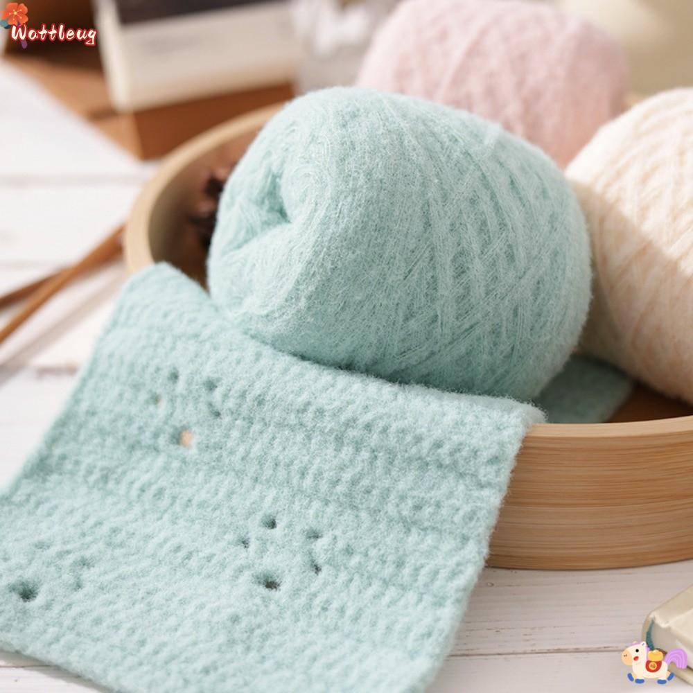 WATTLEUG 100g Mohair Yarn, Fluffy Warm Cotton Yarn Ball, Soft DIY สีทึบถักผ้าพันคอเส้นด้ายทอ