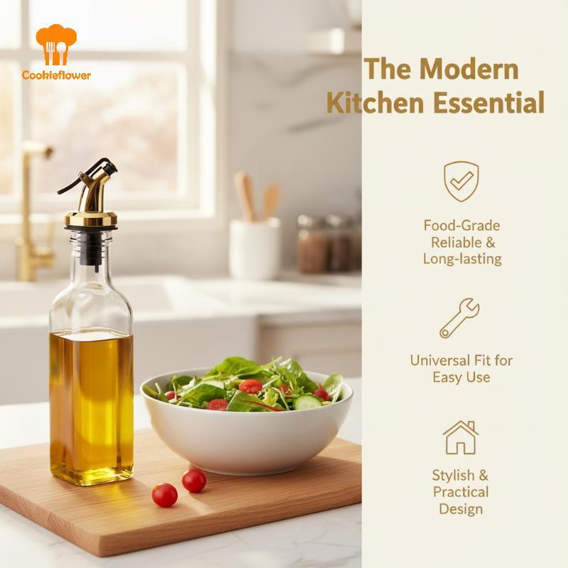 CKFR Gold Olive Oil Vinegar Bottle Spout Stopper Leakproof Lo หยดฟรีสําหรับห้องครัวเบเกอรี่ทําอาหารร