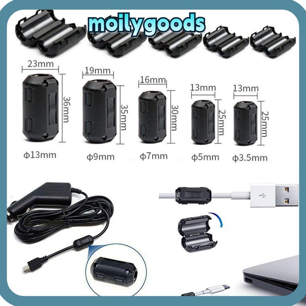 MOILYHD Choke Coil EMI RFI Noise, Snap Type Anti-interfiration Ring Core Ferrite Bead Clamp, สีดํากร