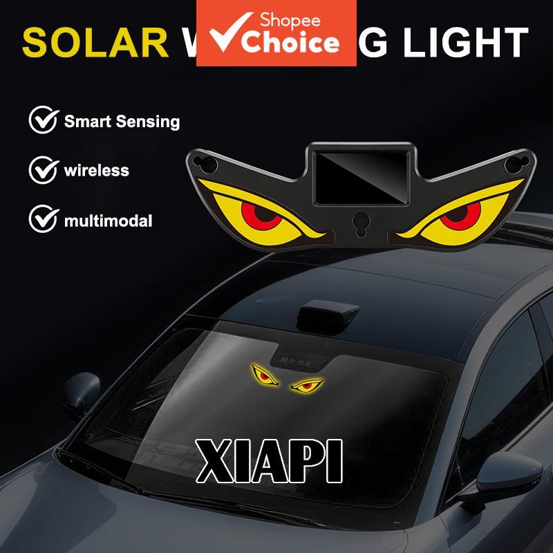 ไฟนีออนหน้าต่างด้านหลังตาปีศาจ LED พลังงานแสงอาทิตย์ไร้สายสําหรับบรรยากาศรถยนต์