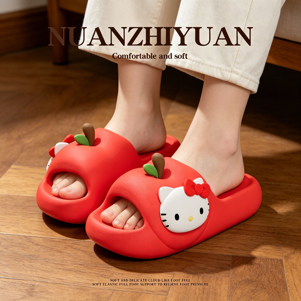 CNB0 EVA Apple kitty Cat รองเท้าแตะผู้หญิงฤดูร้อนบ้านกลางแจ้งสวมใส่หนาSoled Soft-Soled Anti-Slip น่ารักรองเท้าแตะรองเท้าแตะผู้หญิง