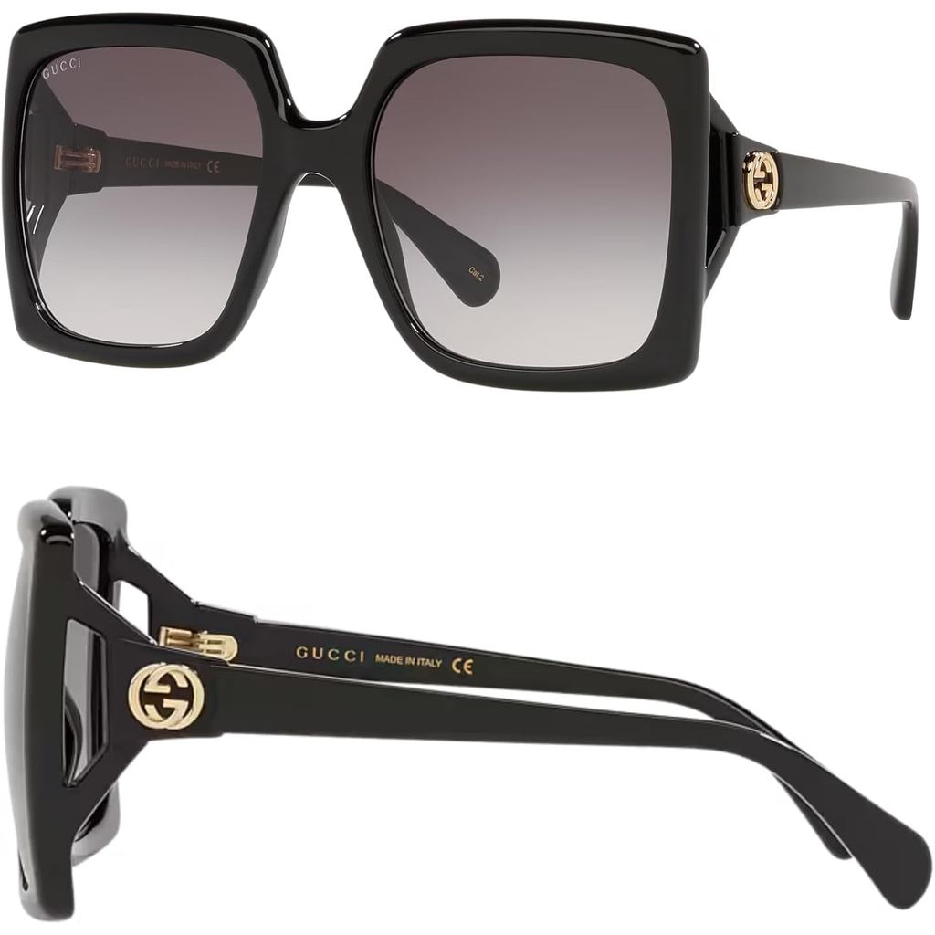 Gucci GG0876S GG Interlocking Logo Square-Shaped Non-Polarized Glasses สําหรับผู้หญิง – รวมชุดแว่นตา