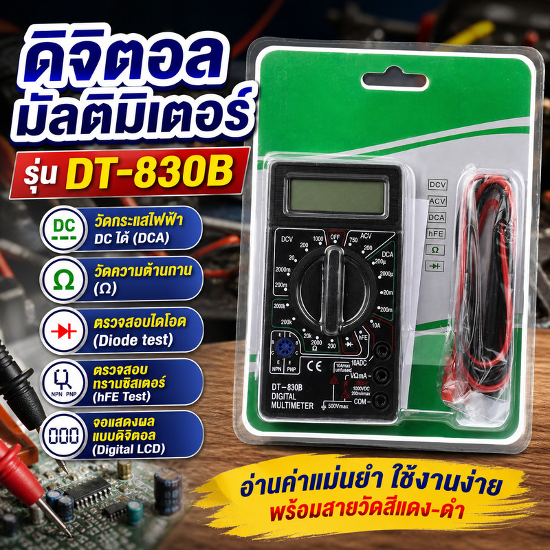 ดิจิตอลมัลติมิเตอร์ รุ่น DT-830B