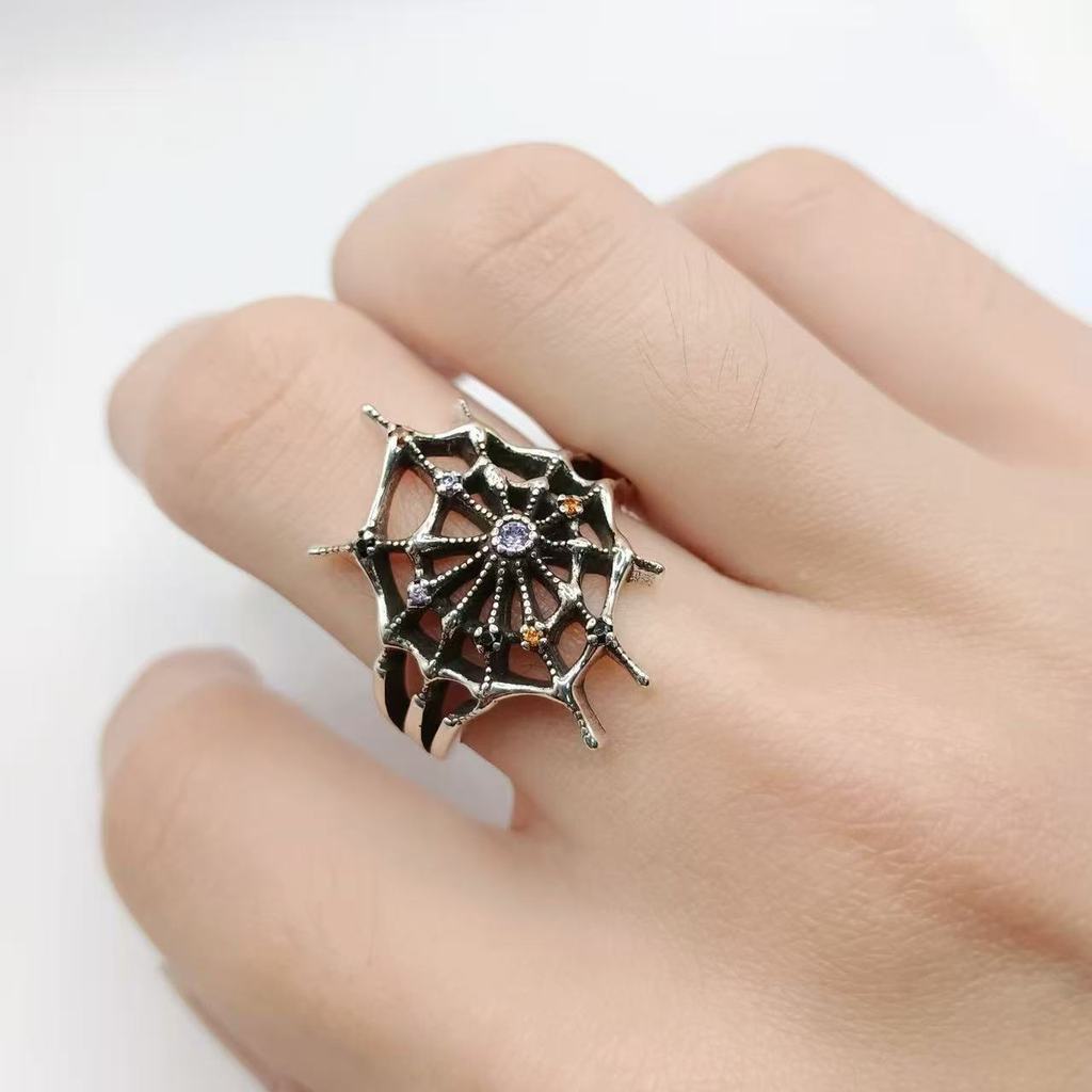 แหวน Retro Spider Web แหวน Bloody Mary Hollow แหวนฮาโลวีน Dark แหวน 206.5.4